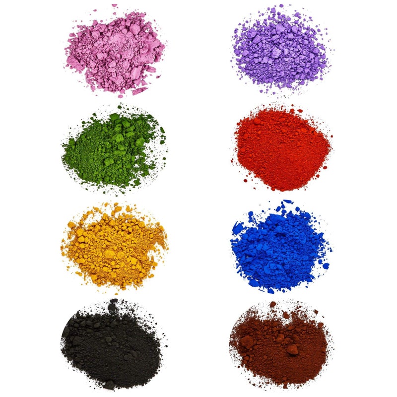 Pifito Oxide Pigment Colorants Sampler - 8 Beautiful Colors for Soap Making Supplies (.25 oz ea) - Red, Blue, Yellow, Pink, Green, Brown, Black, Violet - Bath Bombs Coloring Powder - Image 1